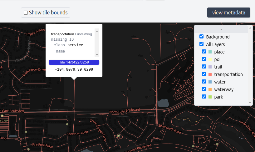 Screenshot of previewing map data at pmtiles.io